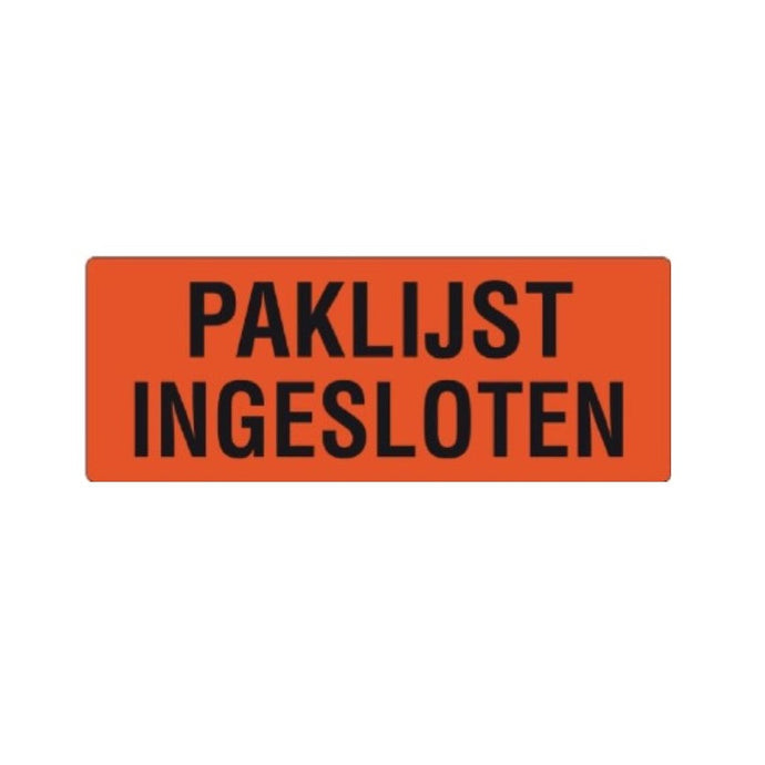 Etiket Paklijst Ingesloten